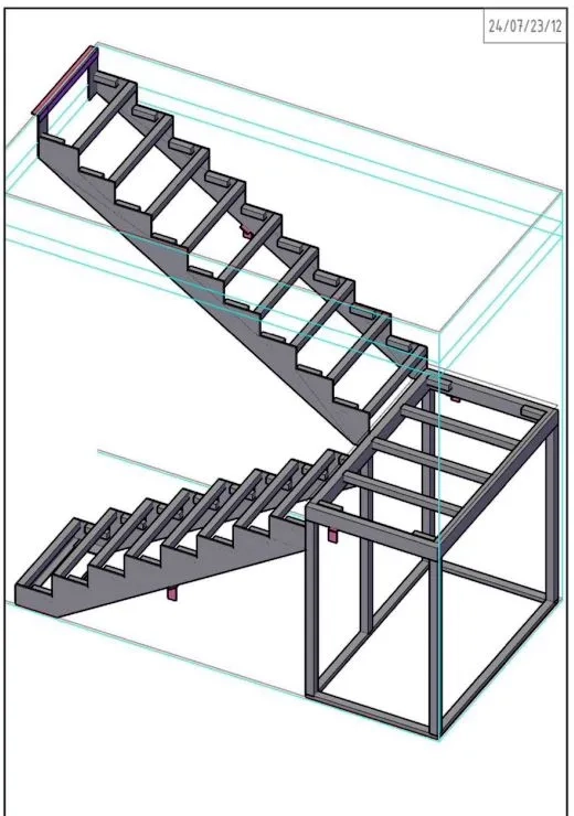 чертежи лестницы на металлическом каркасе с площадкой