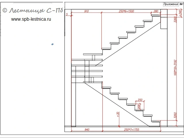 чертежи лестницы на металлокаркасе