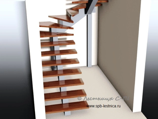 дизайн отделки лестницы на металлокаркасе буком