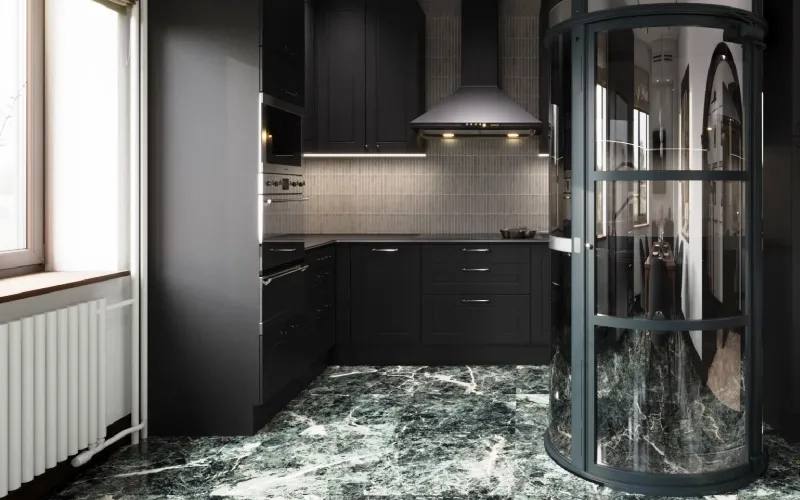 вариант перегородки из реек и деревянные подоконники