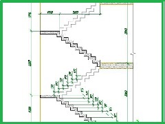 проект 2 лестниц на 2 и 3 этаж поворот на 180