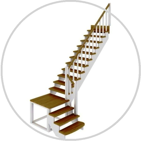 лестница с площадкой и поворотом на 90 градусов