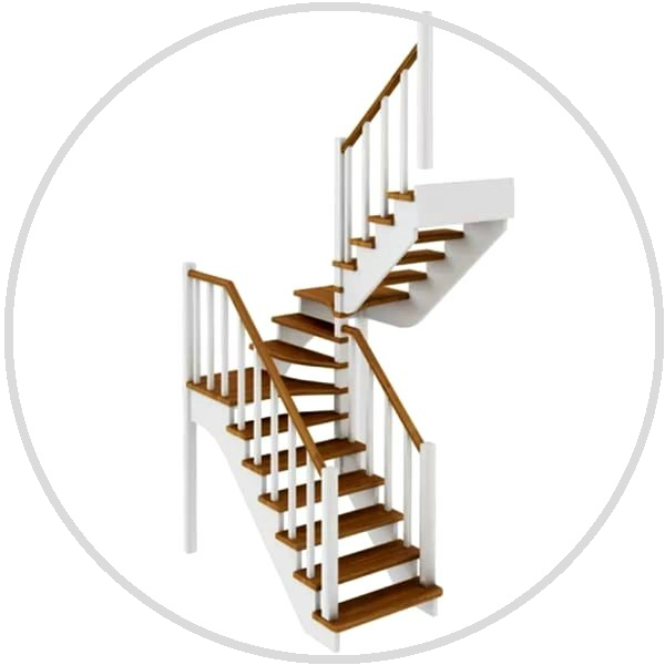 лестница с забежными ступенями и поворотом на 180 градусов