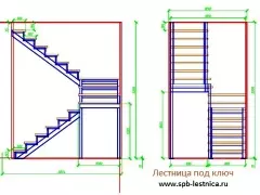 чертежи лестницы из металла с забежными ступенями