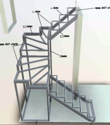 проект лестницы на металлокаркасе