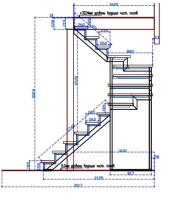 проект лестницы на металлокаркасе