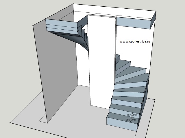 проект бетонной лестницы на 2 этажа дома
