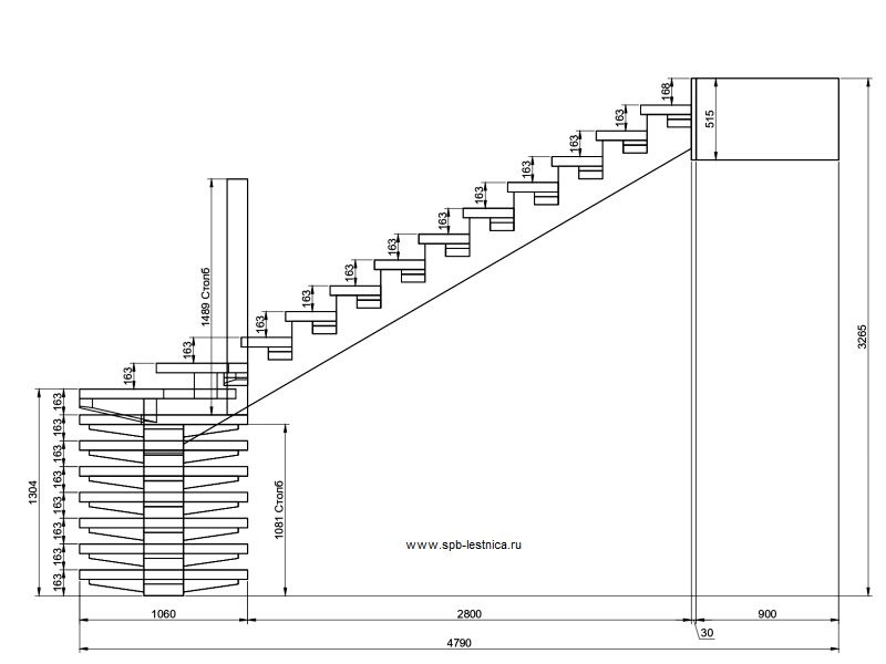 чертежи металлической лестницы на монокосоуре