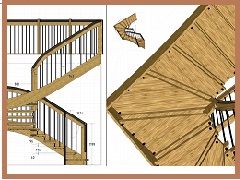 дизайн проект деревянной лестницы на больцах
