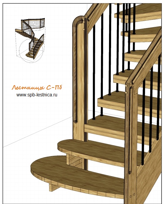 проект деревянной лестницы на больцах и тетиве