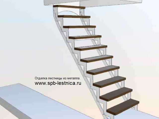проект лестницы на металлокаркасе с прямым маршем