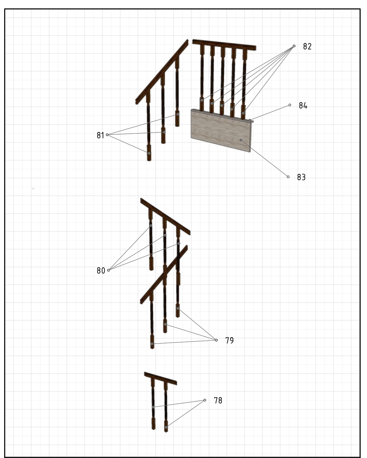 проект лестниц с 1 на 2 и 3 этаж загородного дома