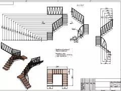 проект лестницы на 180 с 2 площадками и 3 маршами