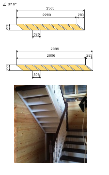 чертежи лестницы с площадкой на 180 градусов