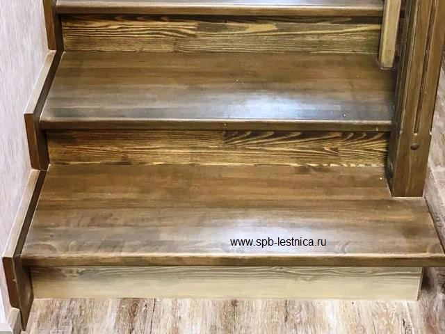облицовка бетонной лестницы буком и сосной