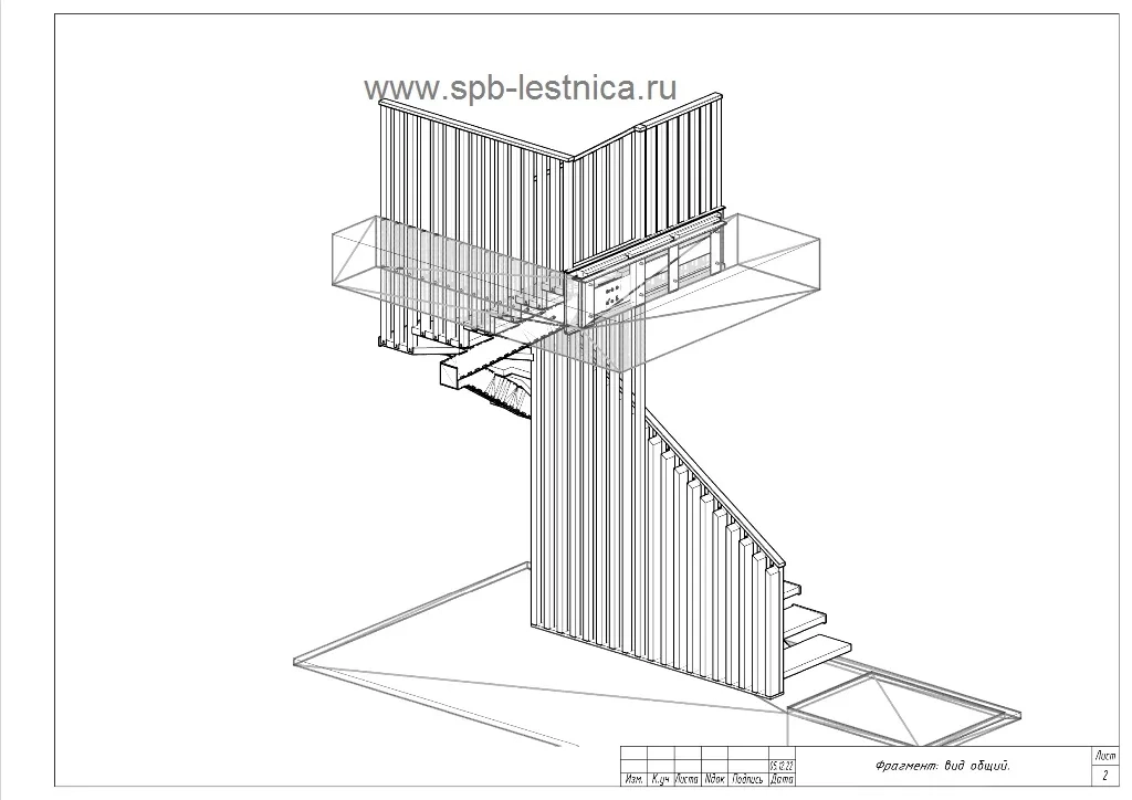 дизайн проект лестницы на монокосоуре из металла с отделкой деревом